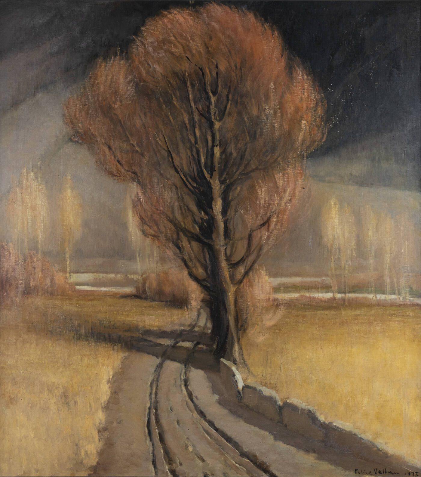 FELICE VELLAN - 'Paesaggio con strada alberata' 1935