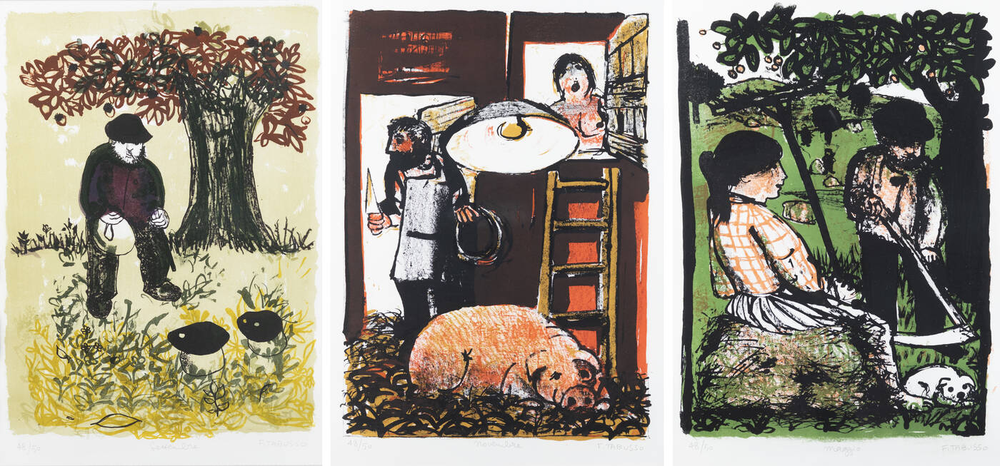 FRANCESCO TABUSSO - Lotto di tre litografie: <br>- 'Novembre'<br>- 'Maggio'<br>- 'Settembre'