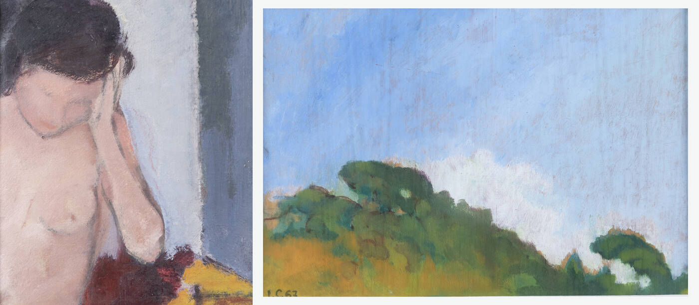 ITALO CREMONA - Lotto di due opere:<br>A. 'Il cielo su Monterosso' 1967<br>B. 'Frammento di nudo/testa col velo' 1935<br>
