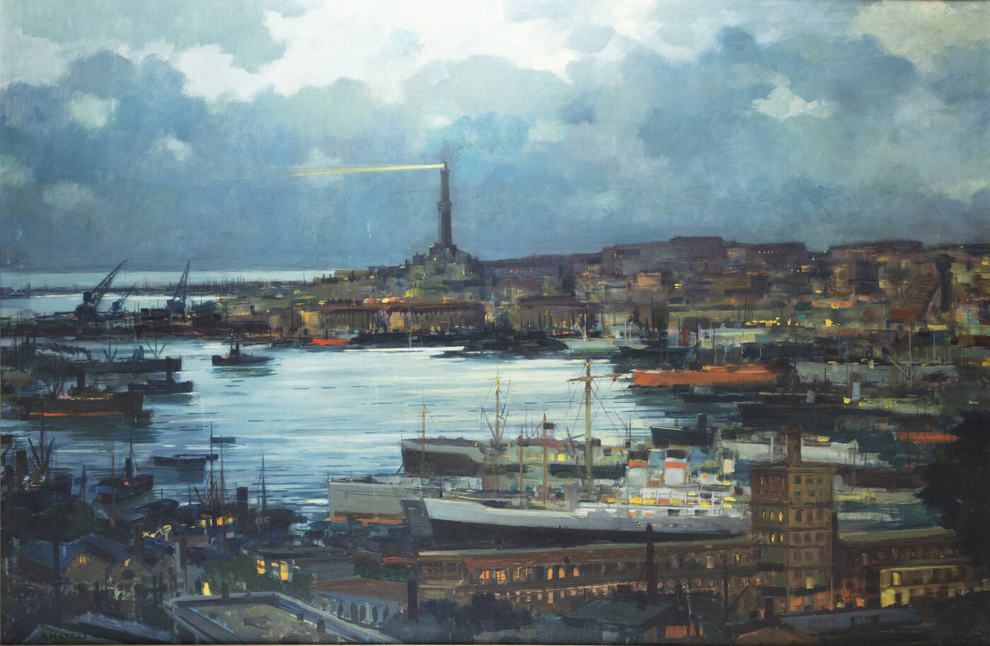 RENATO NATALI - 'Il porto di Genova' anni '40