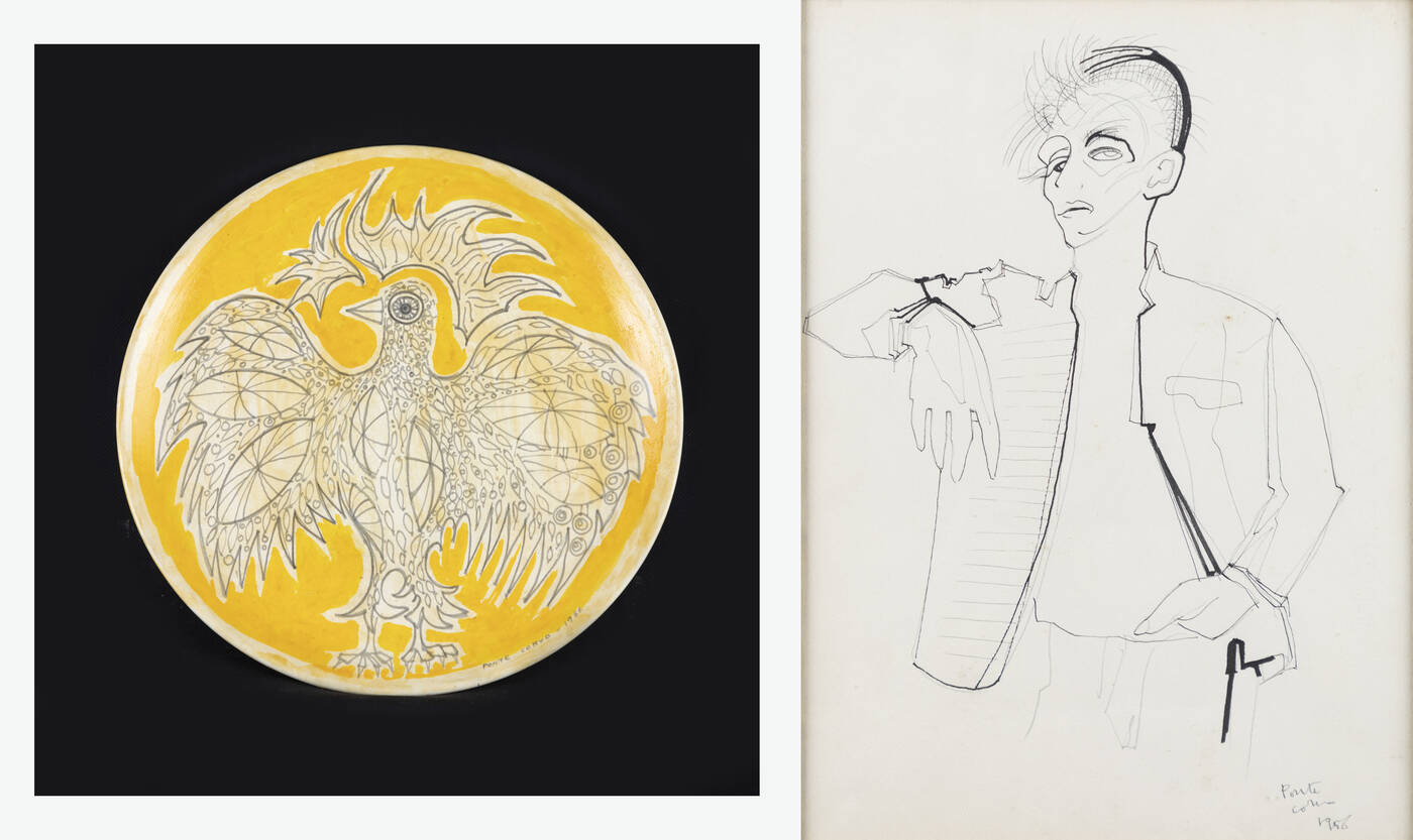 PONTE CORVO (Raffaele Pontecorvo) - A. -'Ritratto virile' 1956<br>B. -'Uccello' 1966