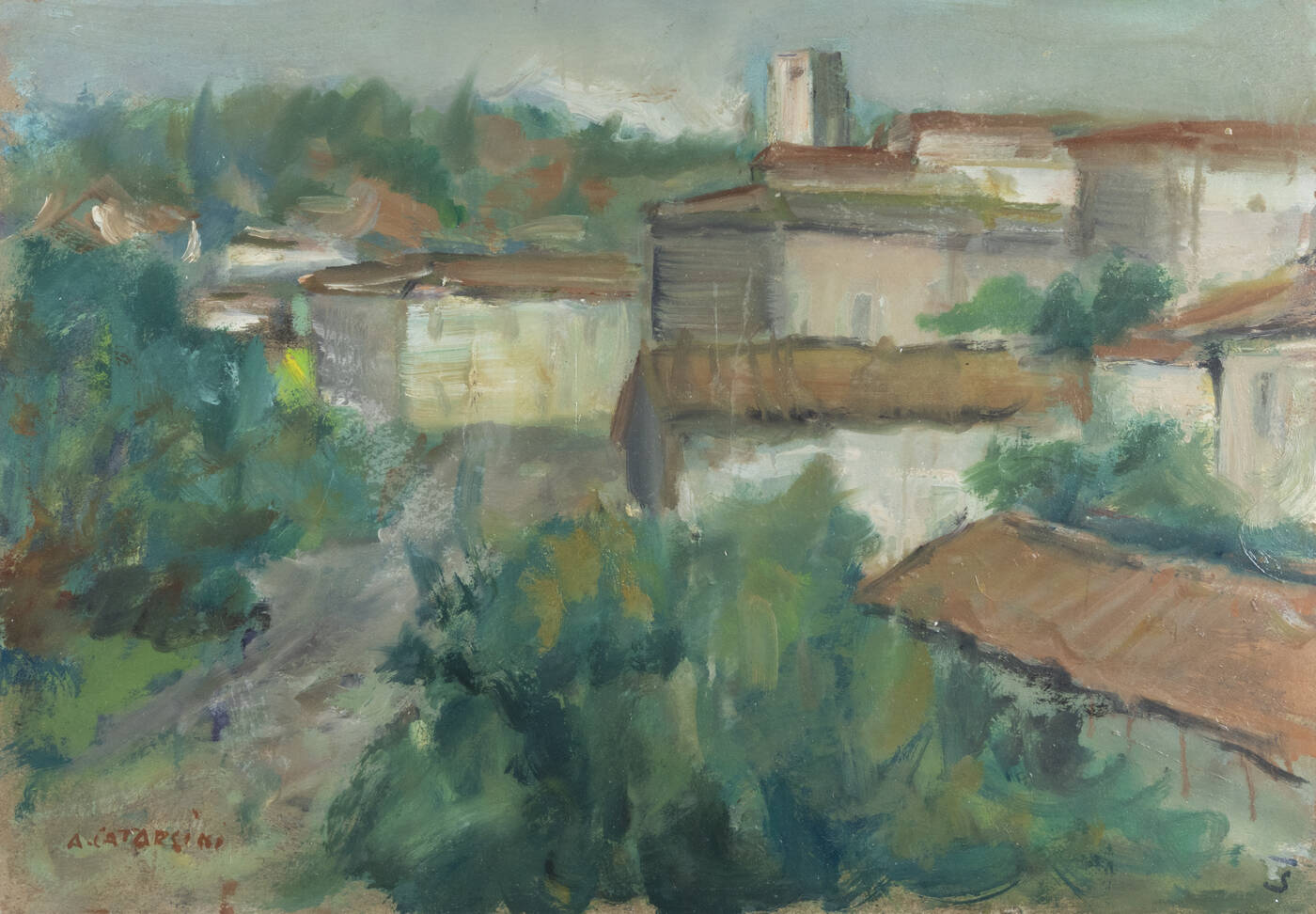 ALFREDO CATARSINI - 'Paesaggio toscano' 1952