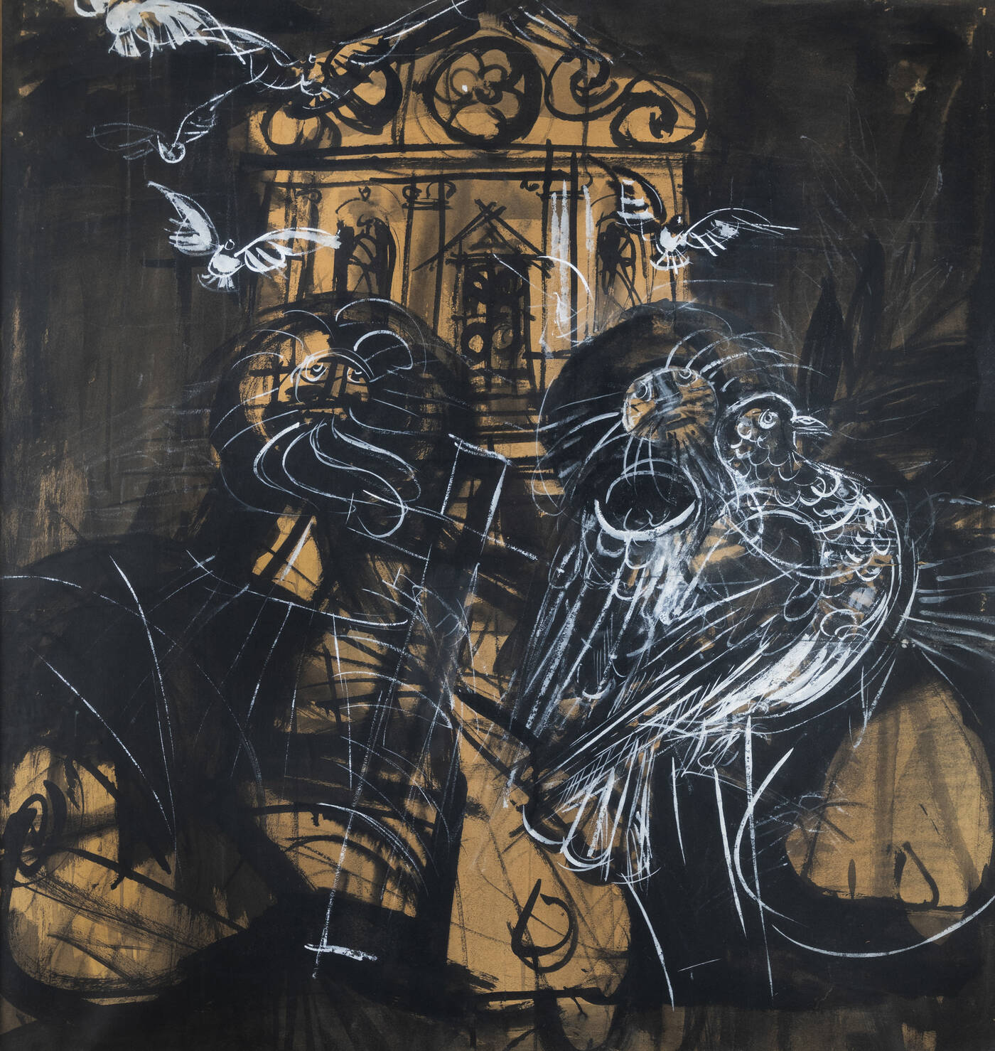 LUIGI SPAZZAPAN - 'Santi Cosma e Damiano con volo di colombe' 1948 ca. 