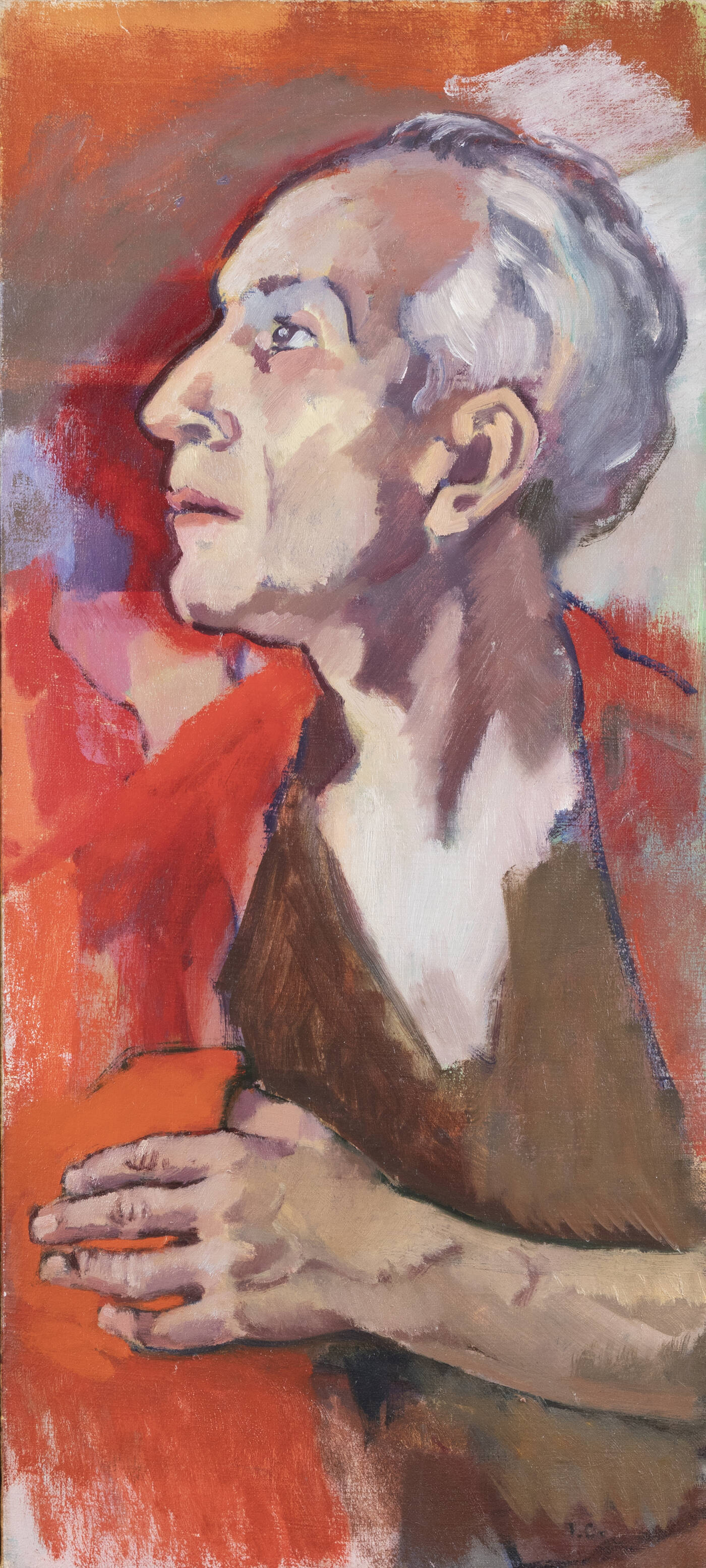 ITALO CREMONA - 'Figura col manto rosso' sul retro 'La mano del Pellegrino' 1932 ca