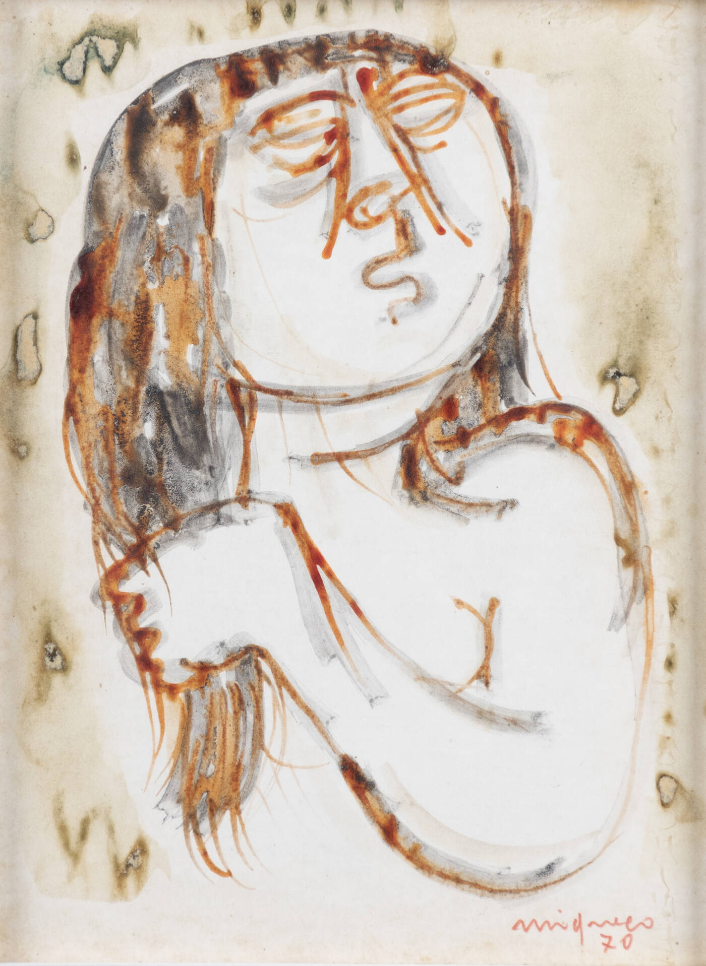 GIUSEPPE MIGNECO - 'Ritratto di donna' 1970