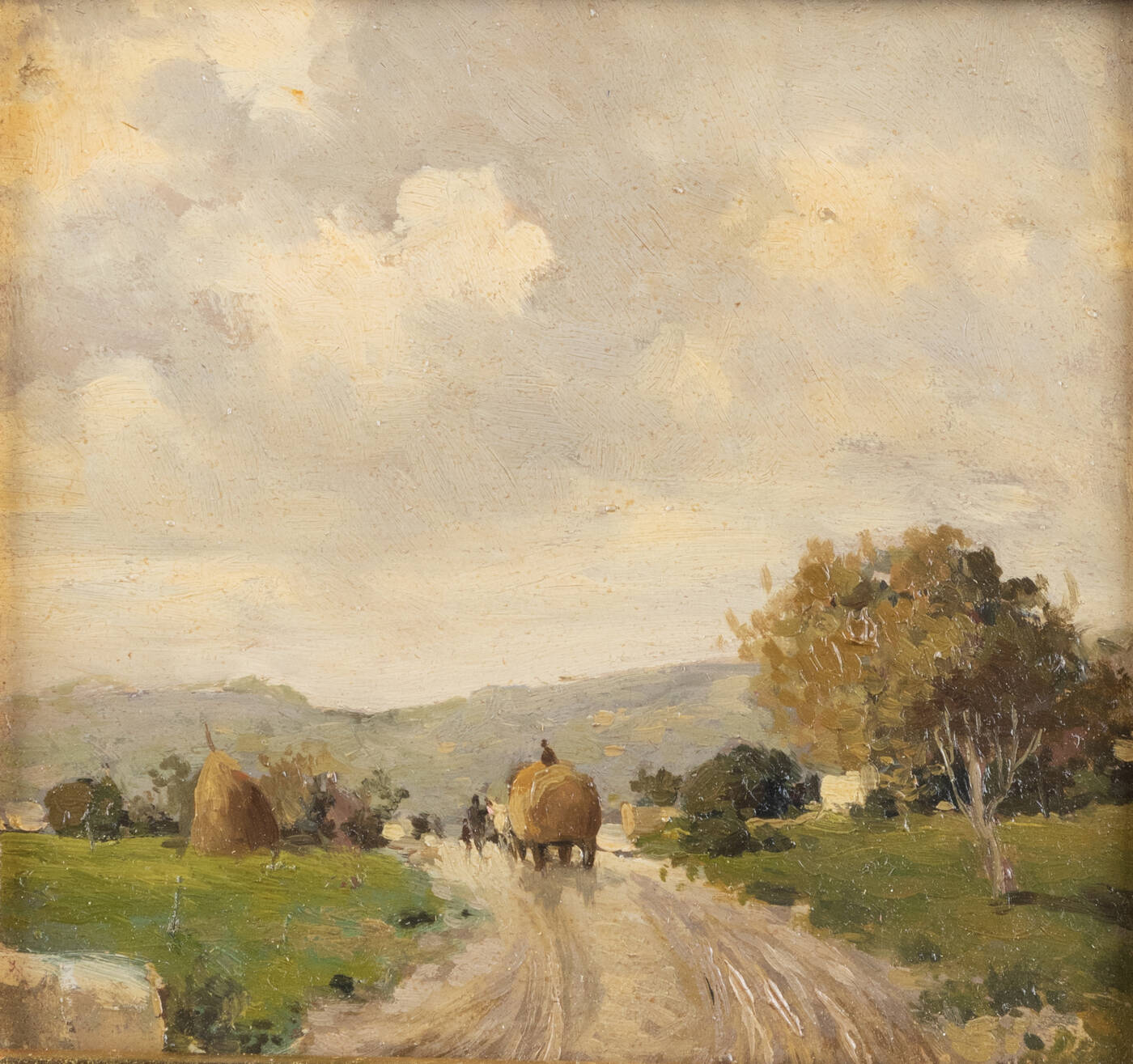 PITTORE ANONIMO - 'Carro nei campi di grano'