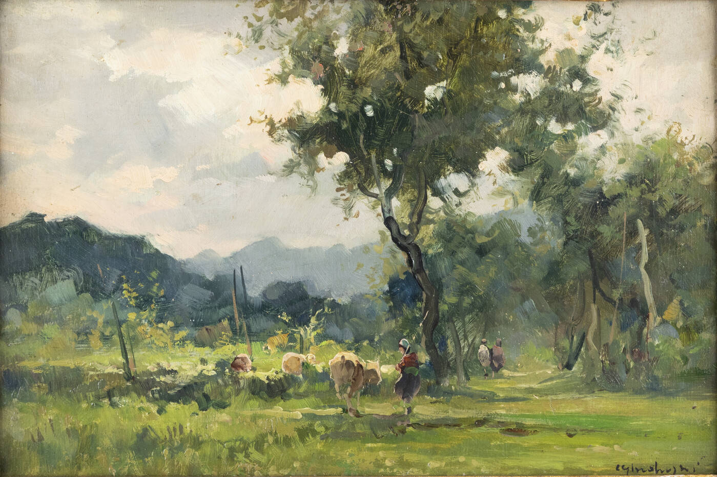 CESARE GHEDUZZI - 'Pastorella con gregge'