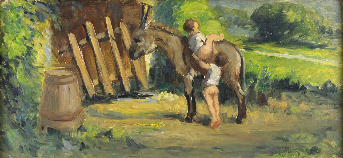 CESARE TUBINO - 'Fanciulli su asinello'