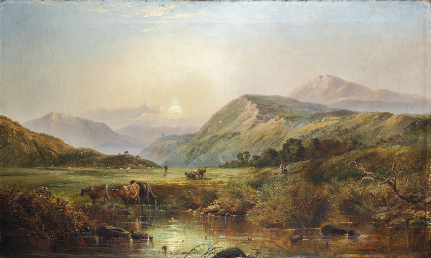 PITTORE ANONIMO - 'Paesaggio con mucche e pastori'