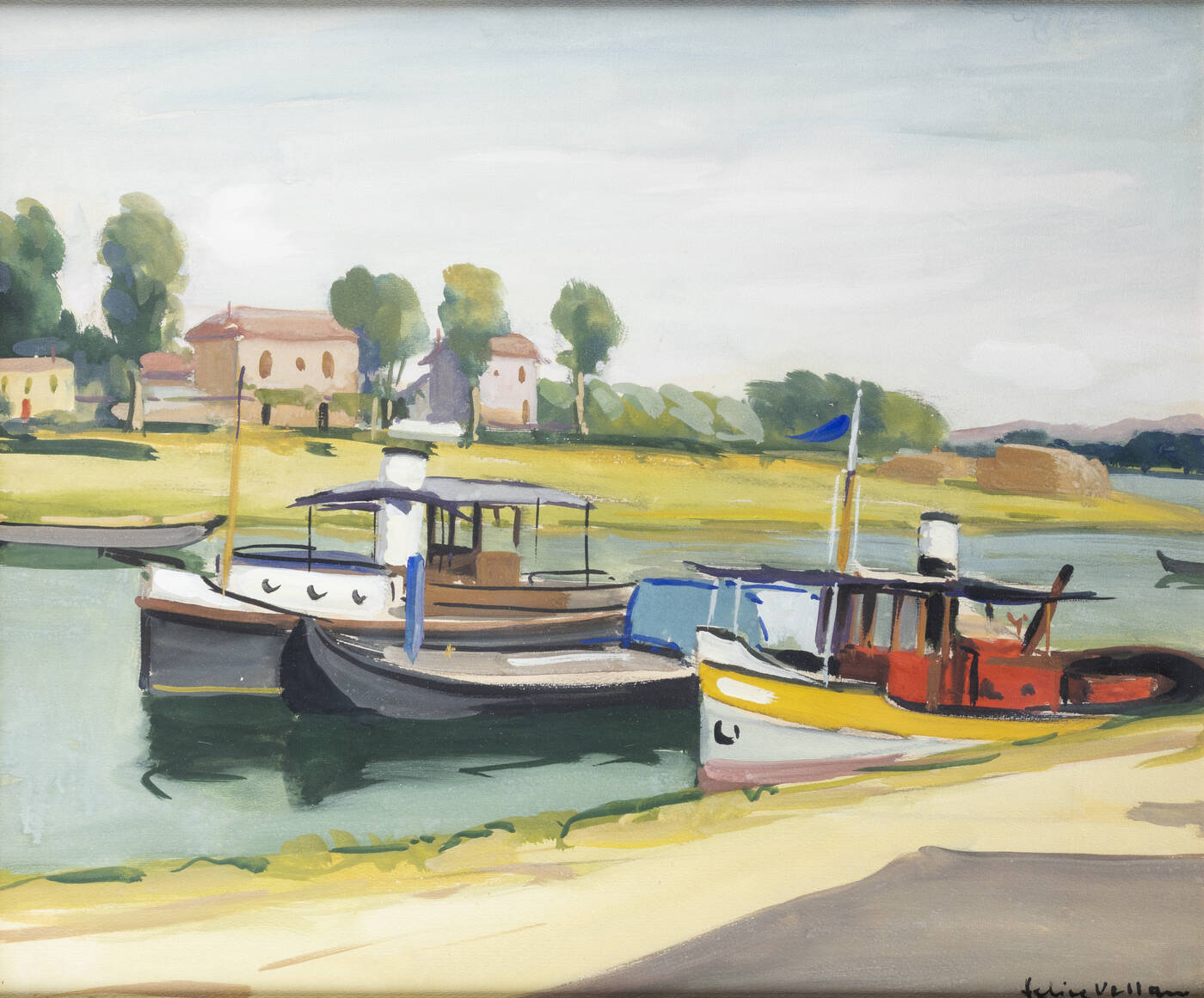 FELICE VELLAN - 'A Pavia, il canale sbocca nel Ticino' giugno XVII 1939