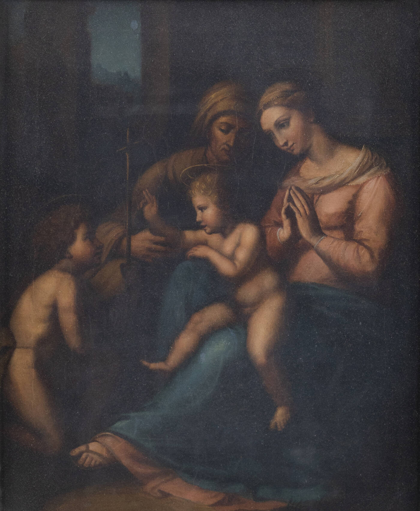 PITTORE ANONIMO DEL XVII SECOLO  - 'Madonna con Bambino, Sant'Anna e San Giovannino'