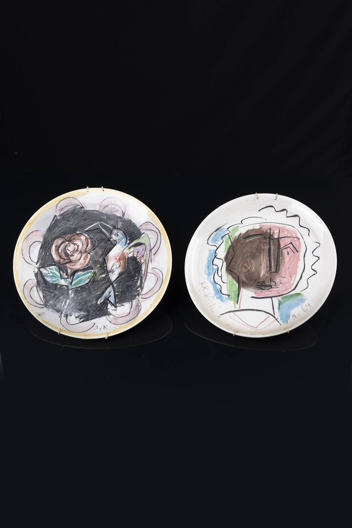 IBRAHIM KODRA - 'Volto' 1964<br>'Rosa e colomba' 1963