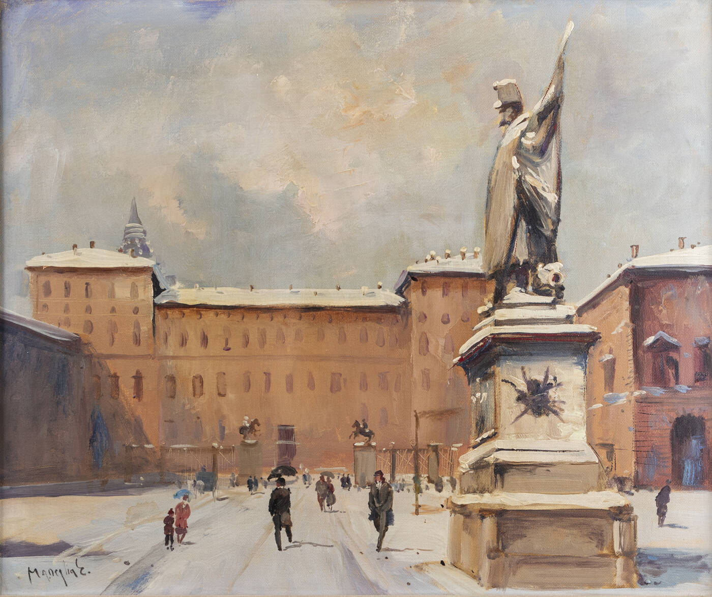 EDMONDO MANEGLIA - 'Scorcio di Piazza Castello'