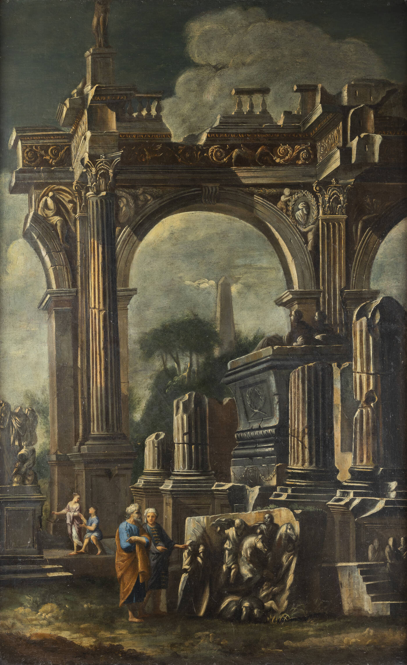 PITTORE ANONIMO DEL XVII SECOLO  - 'Rovine con figure'