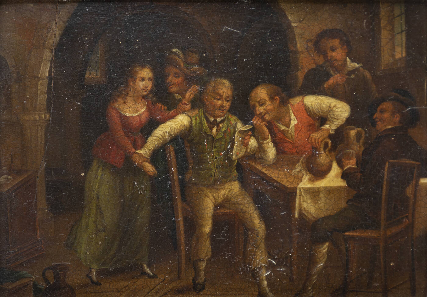 PITTORE ANONIMO DEL XVIII SECOLO - 'Interno di osteria'