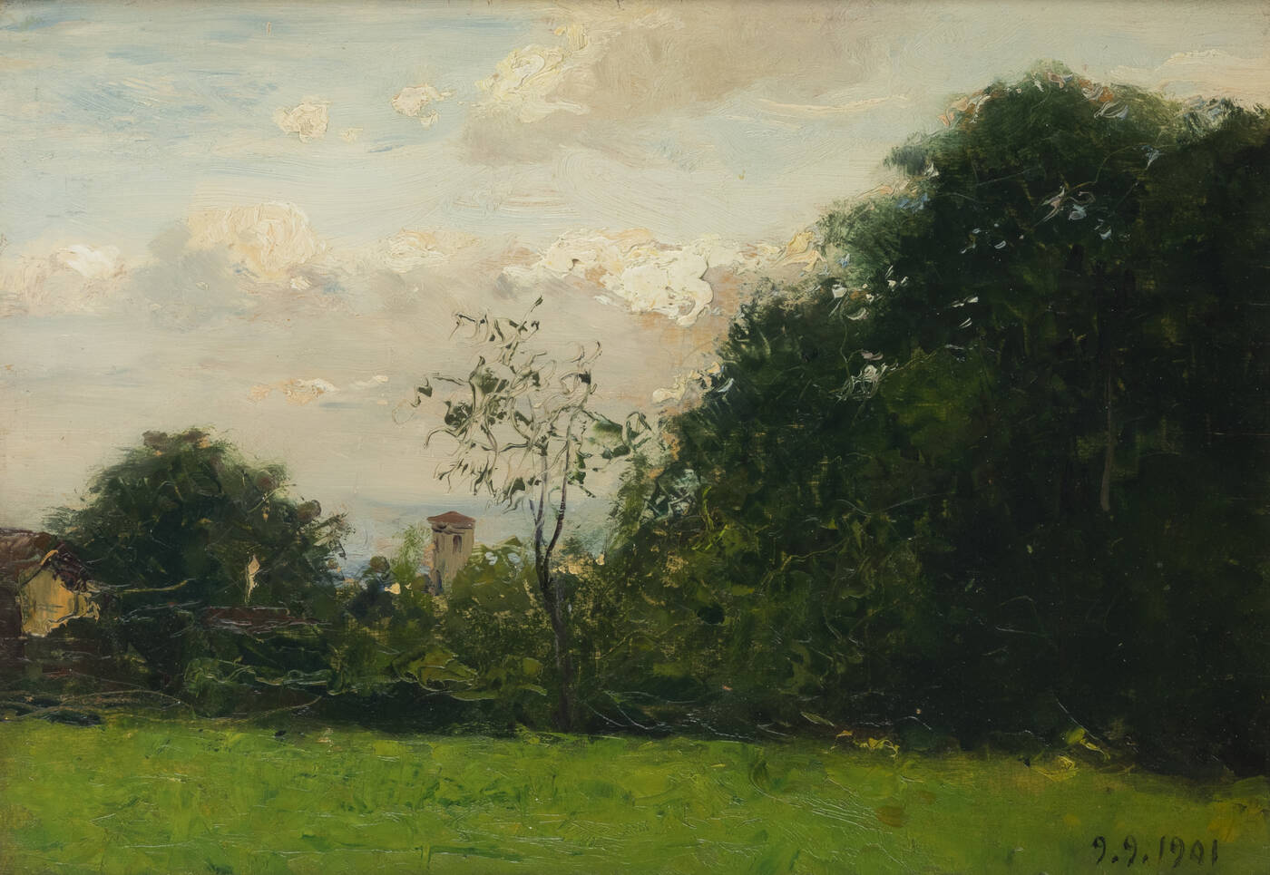 LORENZO DELLEANI - 'Paesaggio collinare' 9/9/1901