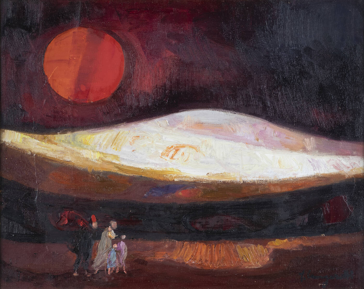 TRENTO LONGARETTI - 'Famiglia in cammino nel paesaggio' anni '80