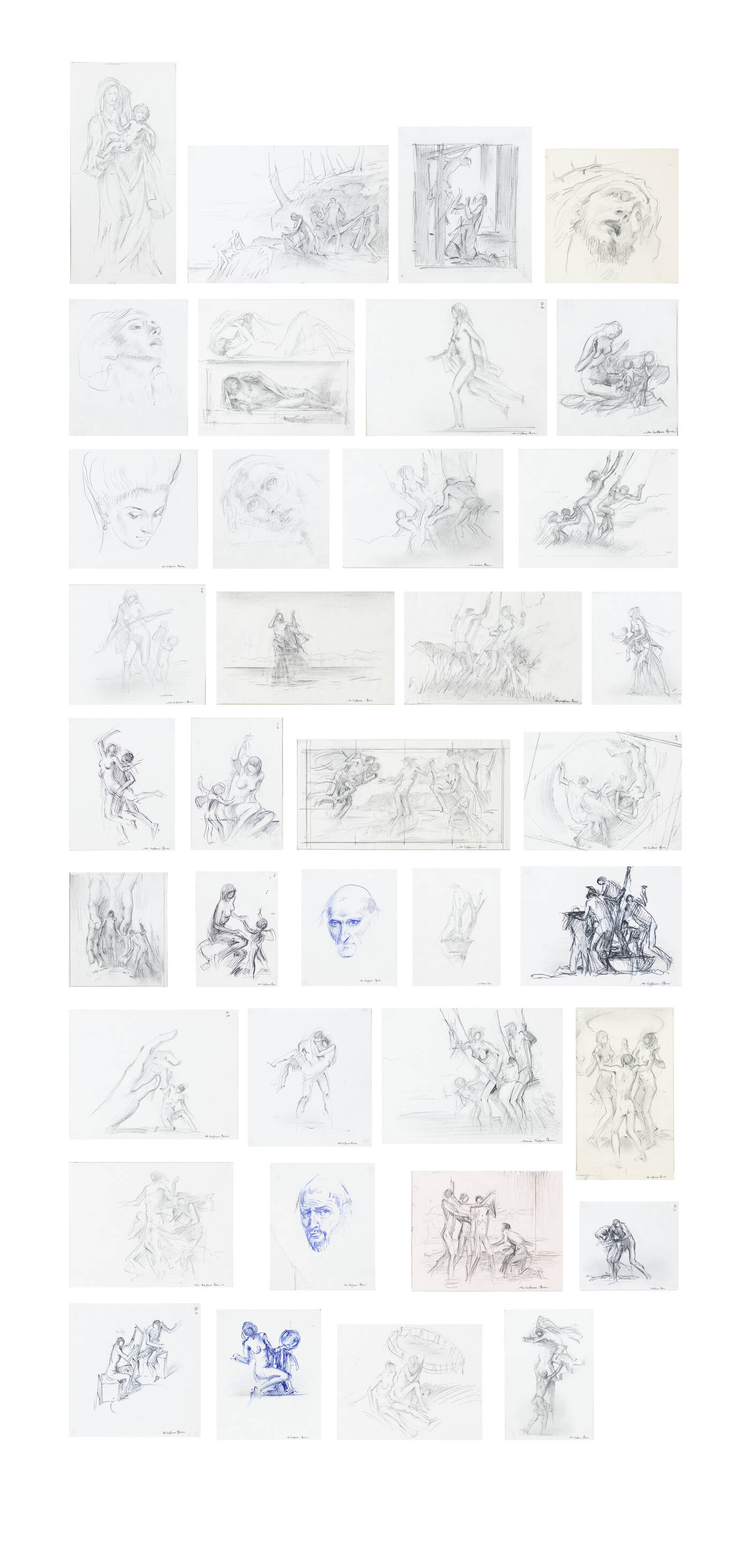 MARIO CAFFARO RORE - Lotto di trentasei disegni di soggetto vario