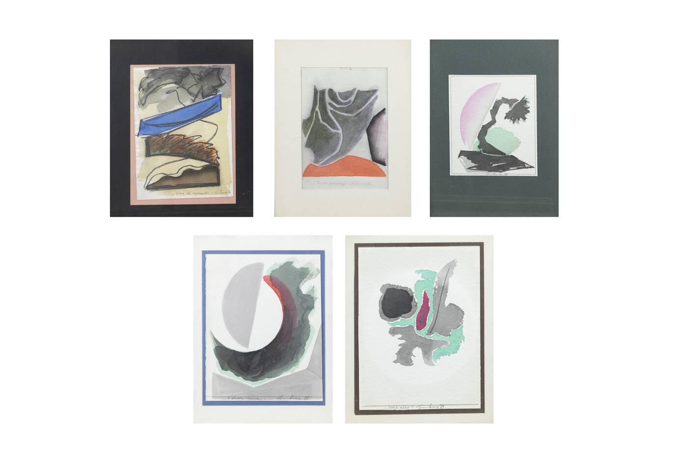 MARIO SURBONE - 'Fiore nero' 1989<br>'Dalla terra' 1988<br>'Senza titolo' 1987<br>'Tardo pomeriggio'  1985<br>'L'ova del crepuscolo' 1986