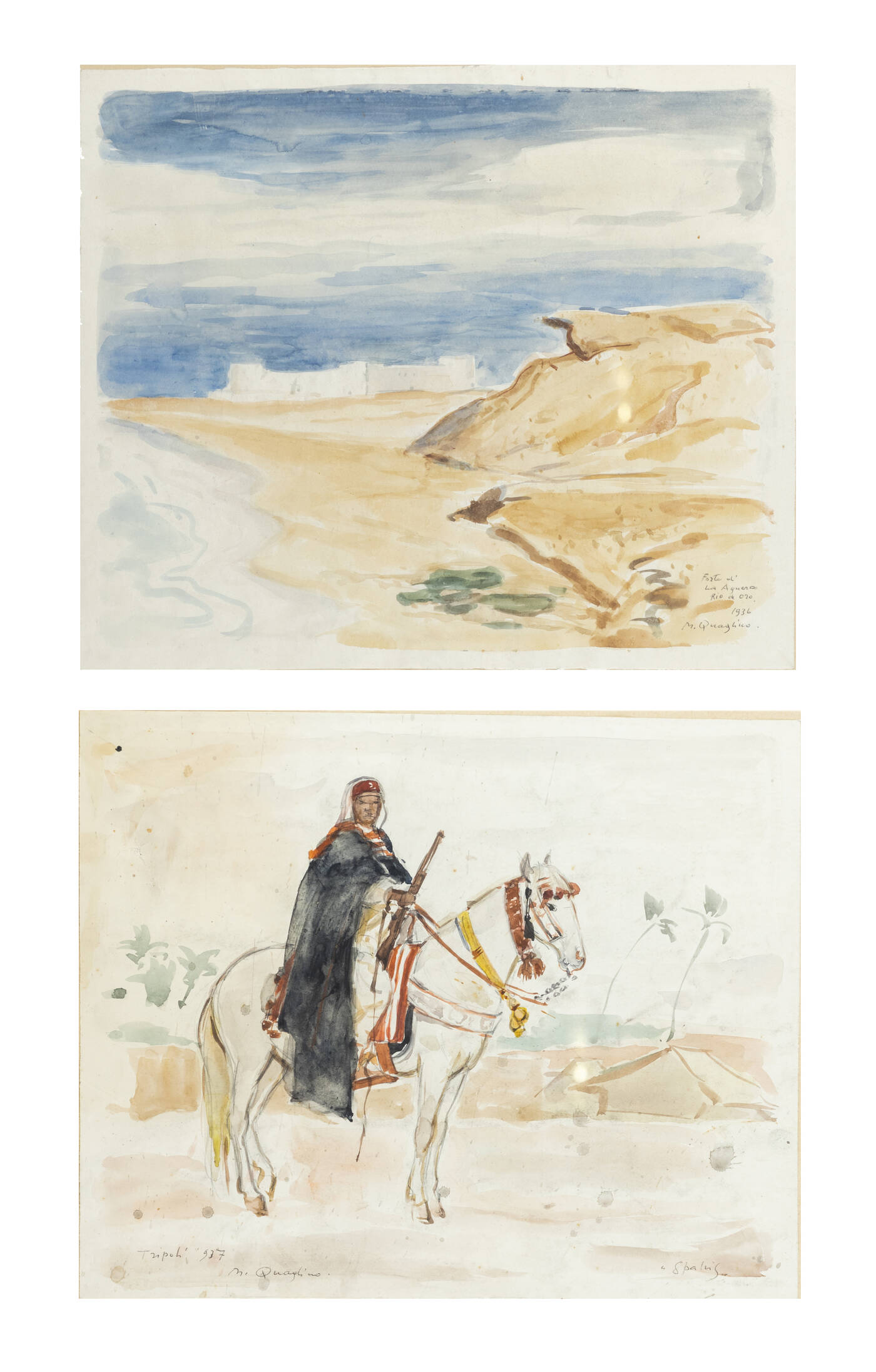 MASSIMO QUAGLINO - a. 'Spahis' Tripoli 1937 <br>b. 'Incontro con l'Africa' 1936