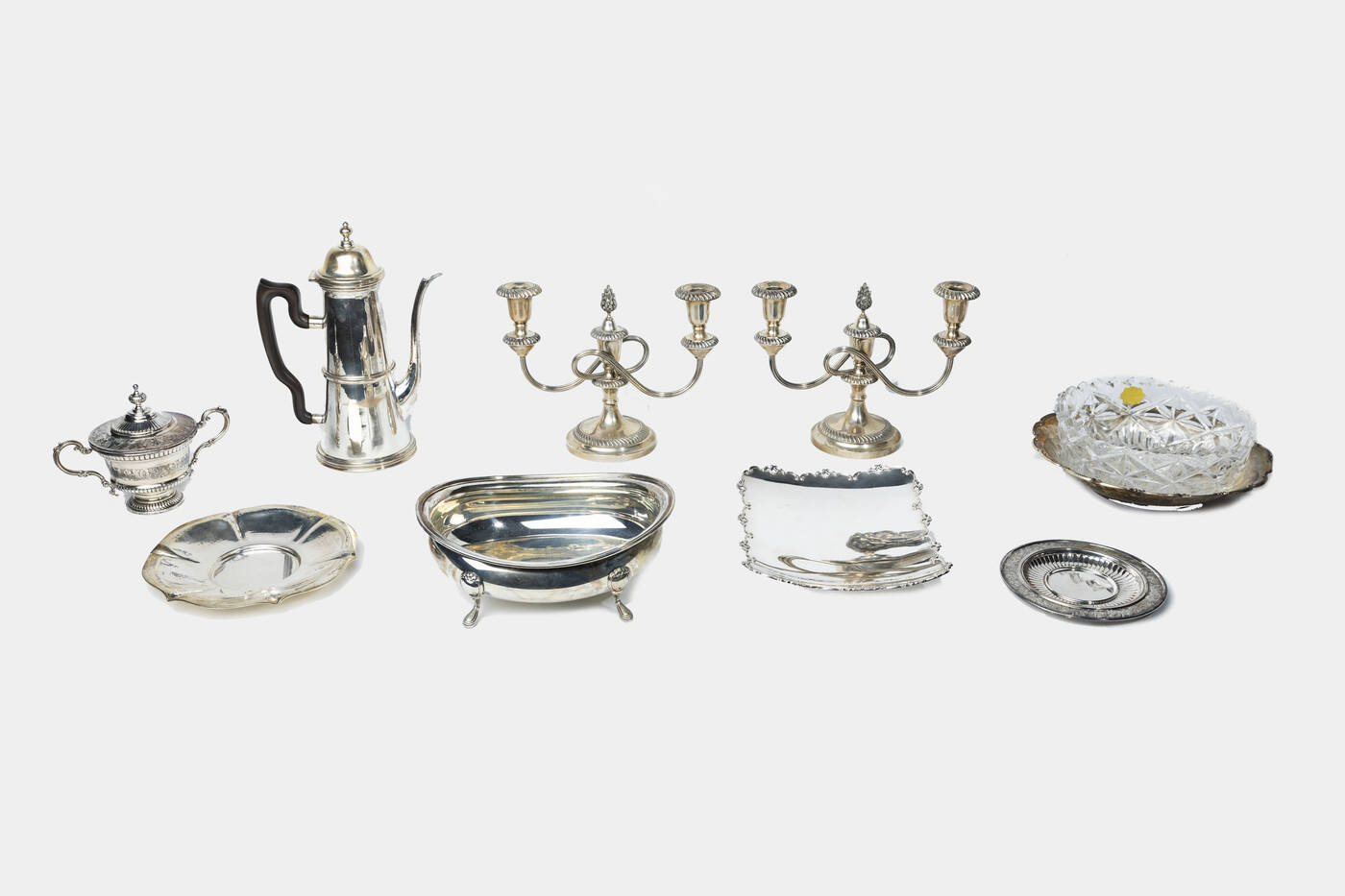 LOTTO DI NOVE OGGETTI IN ARGENTO
