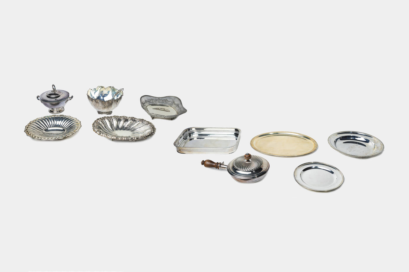 LOTTO DI DIECI OGGETTI IN ARGENTO