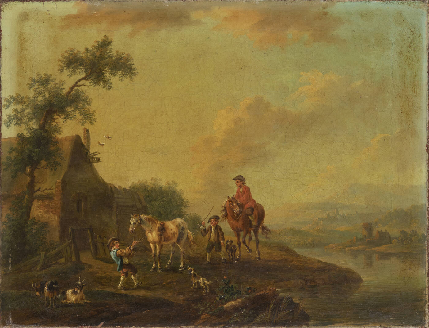 PITTORE ANONIMO DEL XVIII SECOLO - 'L'arrivo del padrone' XVIII secolo