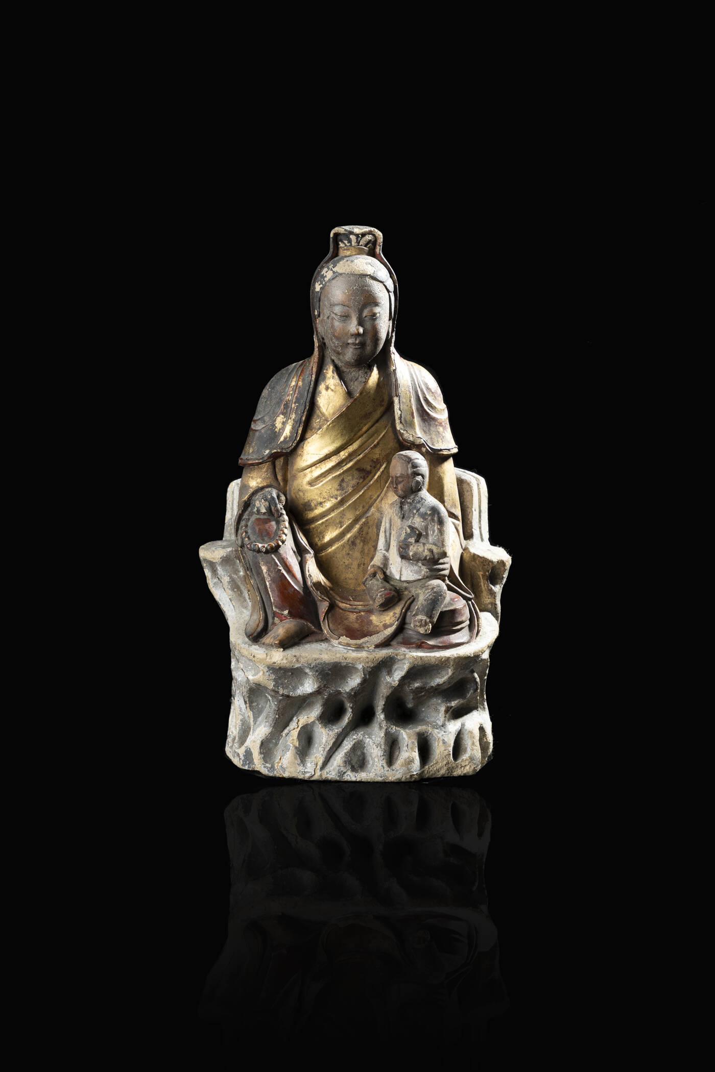 GUANYIN IN TERRACOTTA POLICROMA