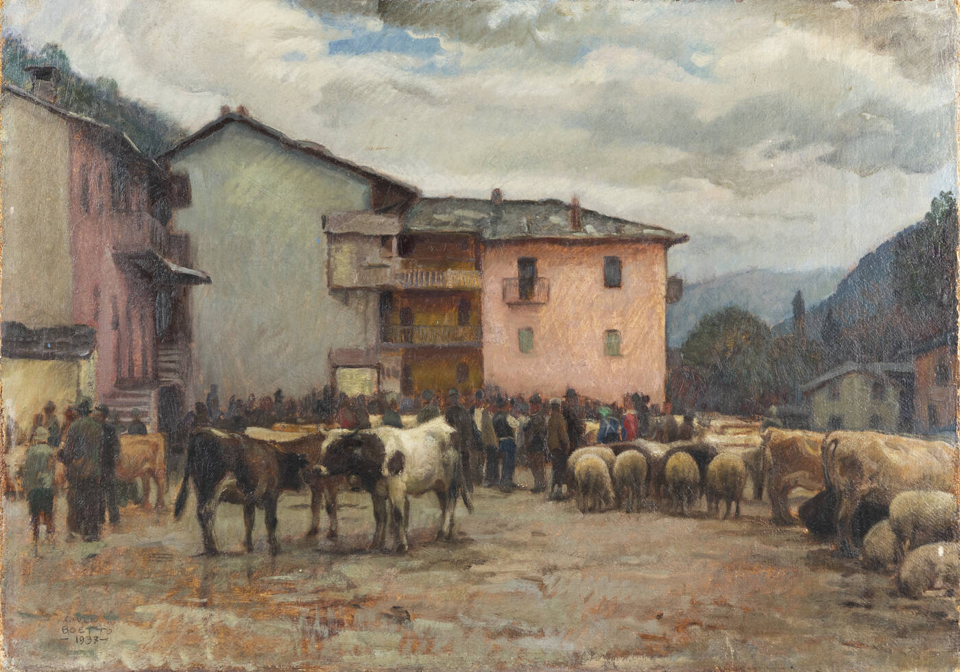 GIULIO BOETTO - 'Fiera bovina a Paesana' 1928