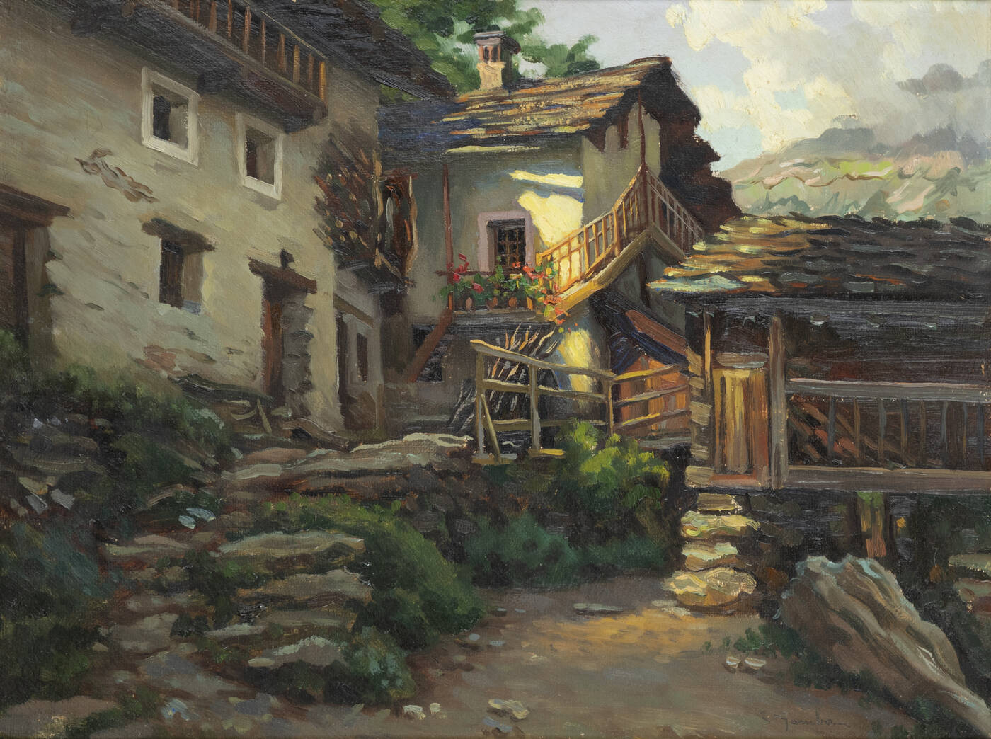 CELESTINO GAMBA - 'Casolari in Valtournenche'