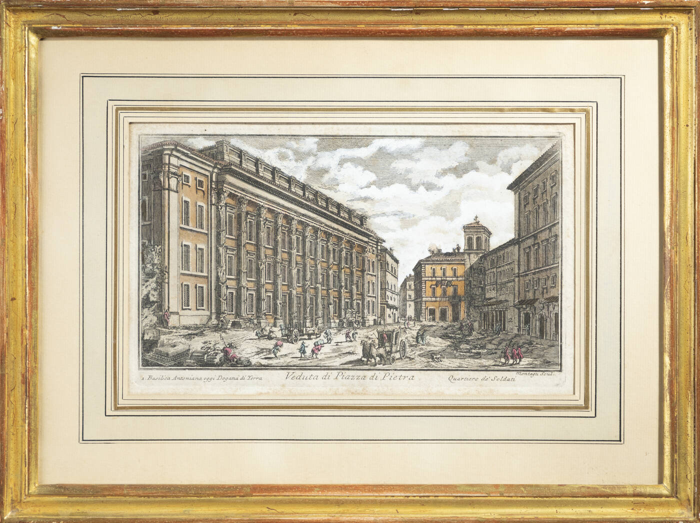 ACQUAFORTE - 'Veduta di Piazza di Pietra, Roma'