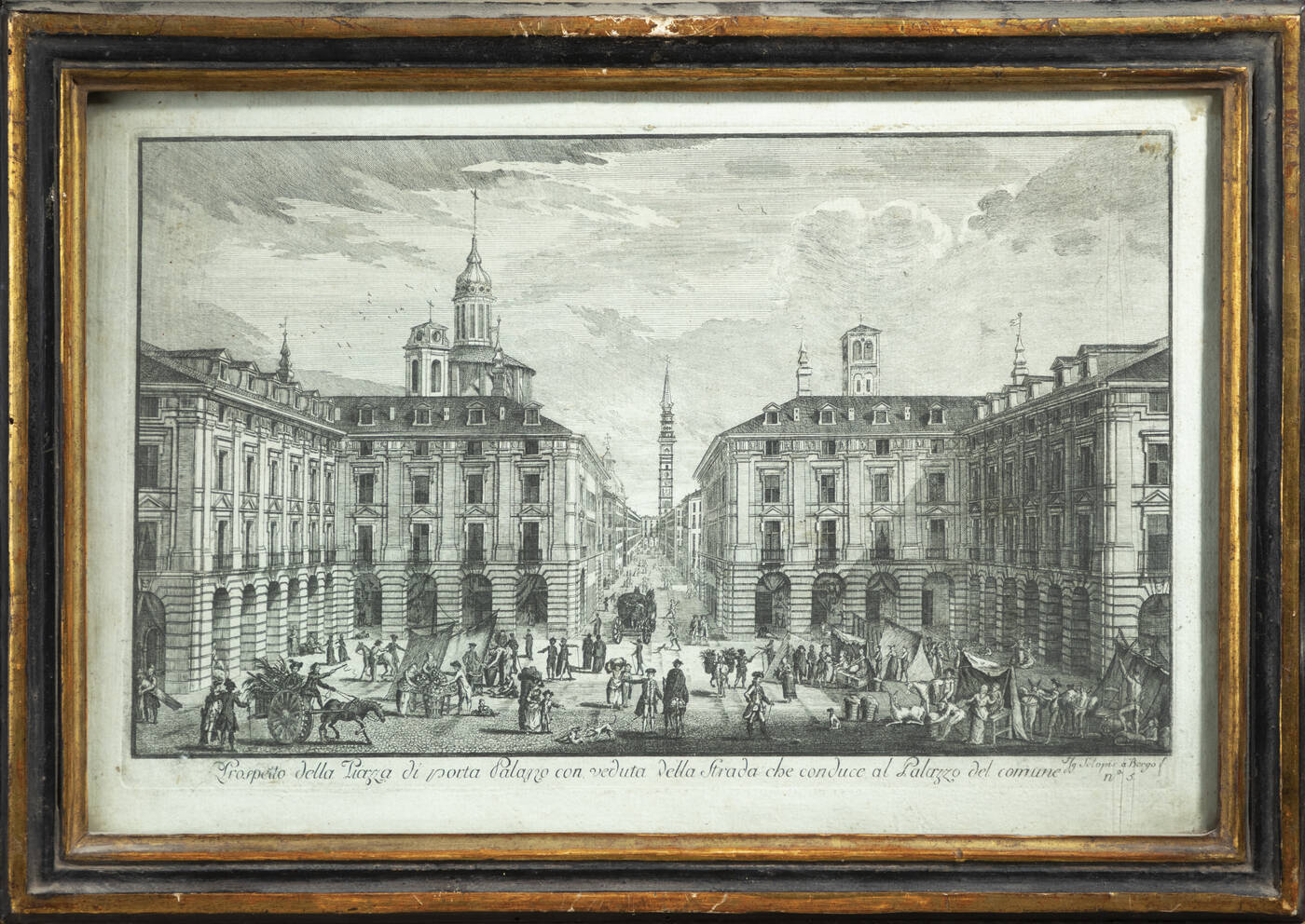 SCOPLIS DEL BORGO - 'Prospetto di Porta Palazzo con veduta della strada che conduce al Palazzo del Comune'