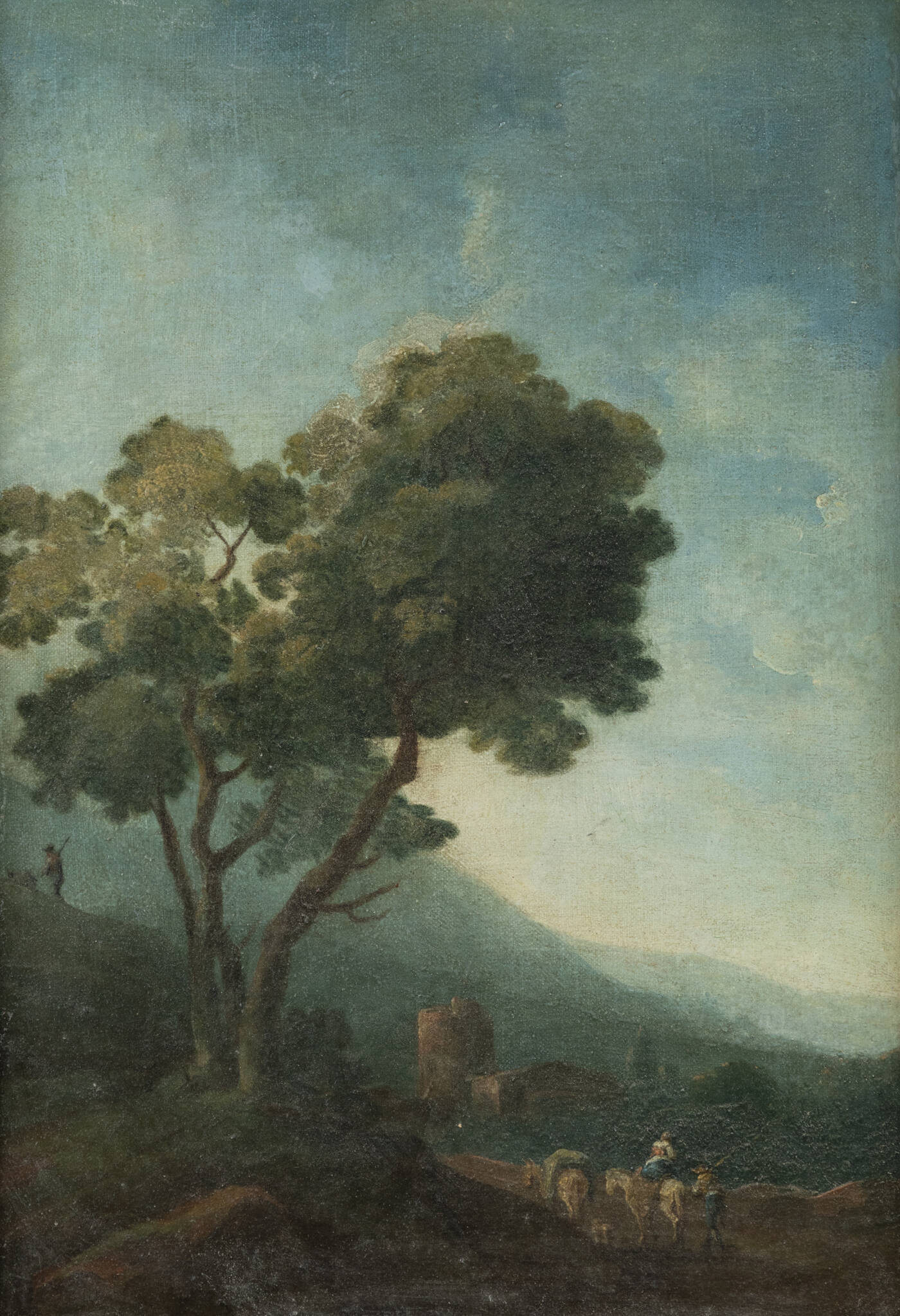 PITTORE ANONIMO - 'Paesaggio con figure' fine XVII inizi XVIII secolo