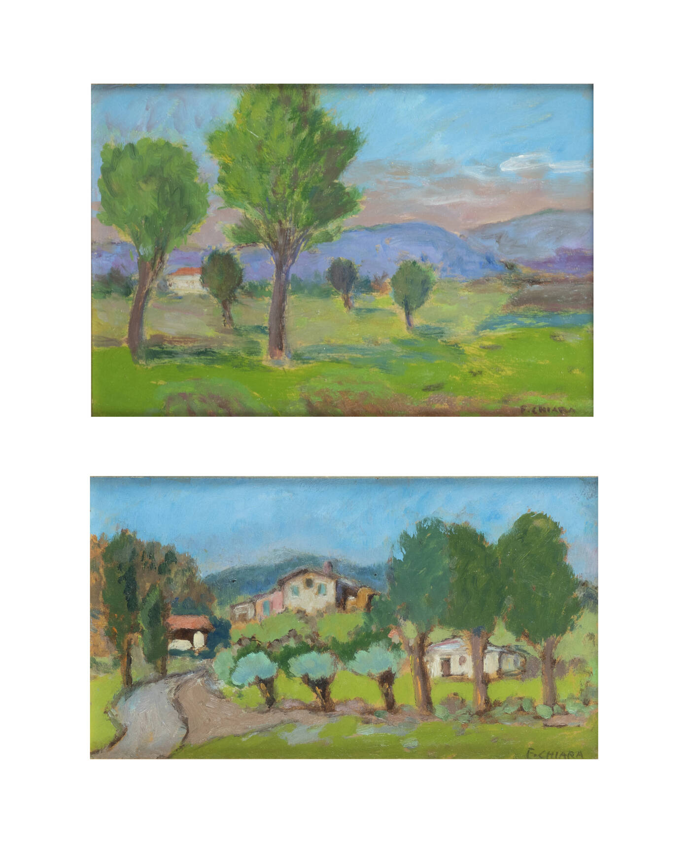 FEDERICO CHIARA - a 'Paesaggio collinare'<br>b 'Pino Torinese' 1971