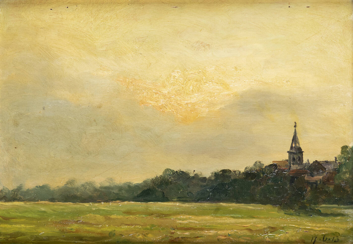 SCUOLA DI DELLEANI - 'Campagna di Pianezza col campanile' 17 /6/1913