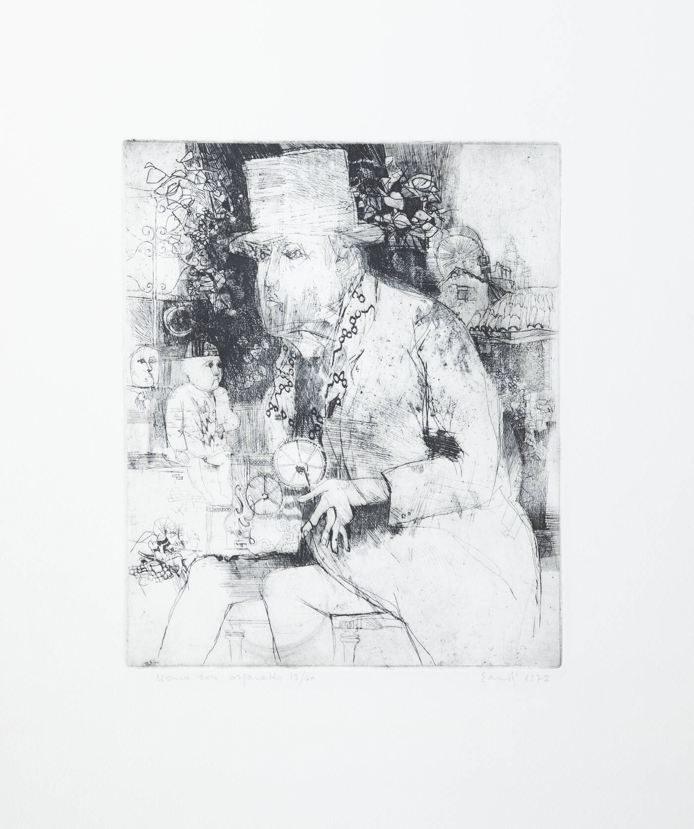 FERNANDO EANDI - 'Uomo con organetto' 1972