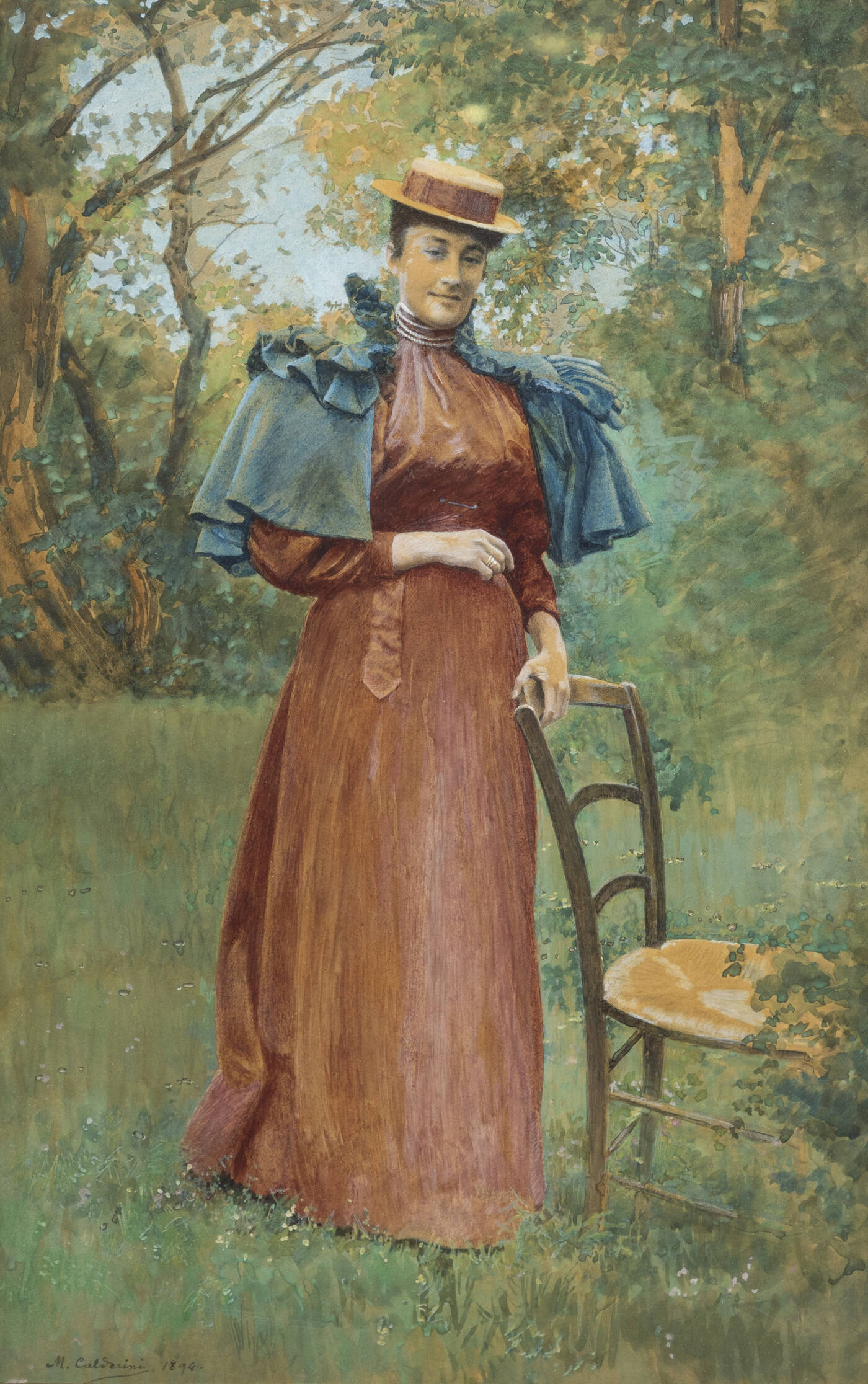 MARCO CALDERINI - 'Signora in giardino' 1894