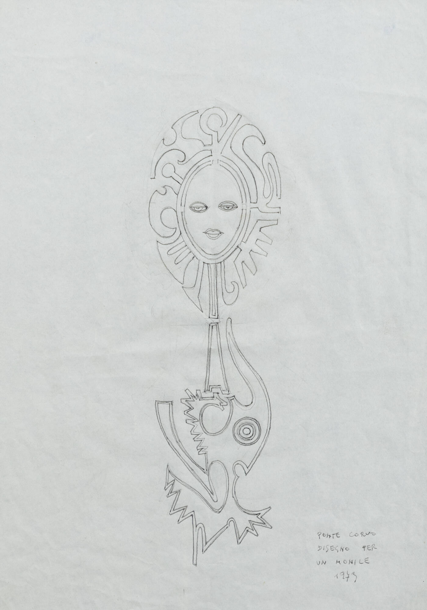 PONTE CORVO (Raffaele Pontecorvo) - 'Disegno per un monile' 1973