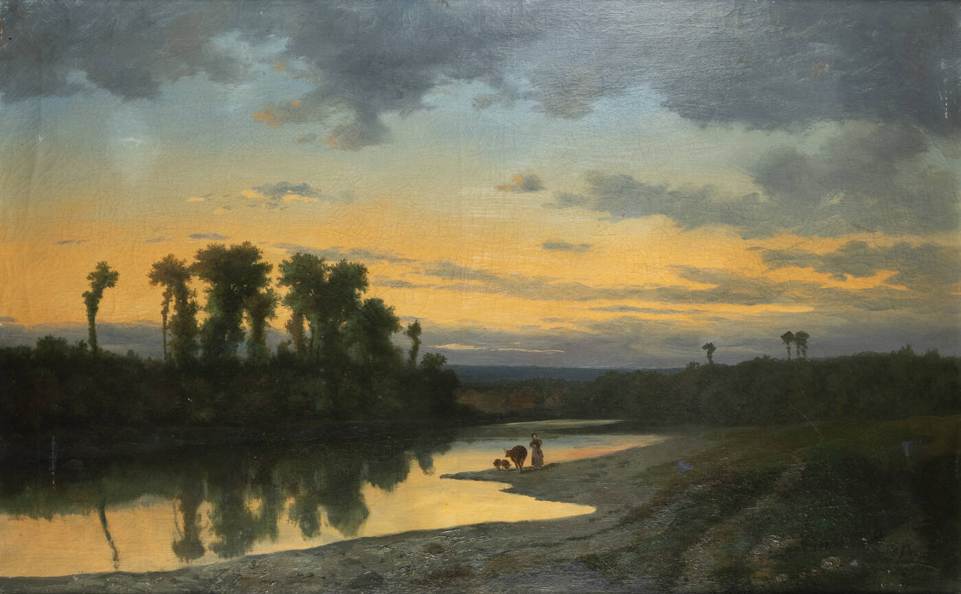 CARLO PIACENZA - 'Abbeverata allo stagno' 1865