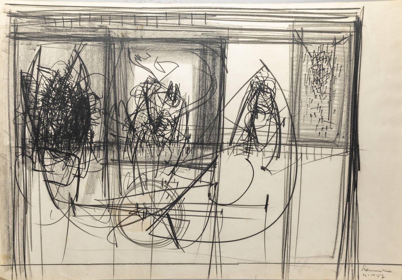 EMILIO SCANAVINO - 'Composizione astratta' 4.III.57