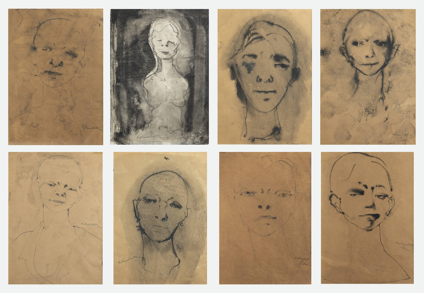 ENRICO COLOMBOTTO ROSSO - Lotto di otto disegni