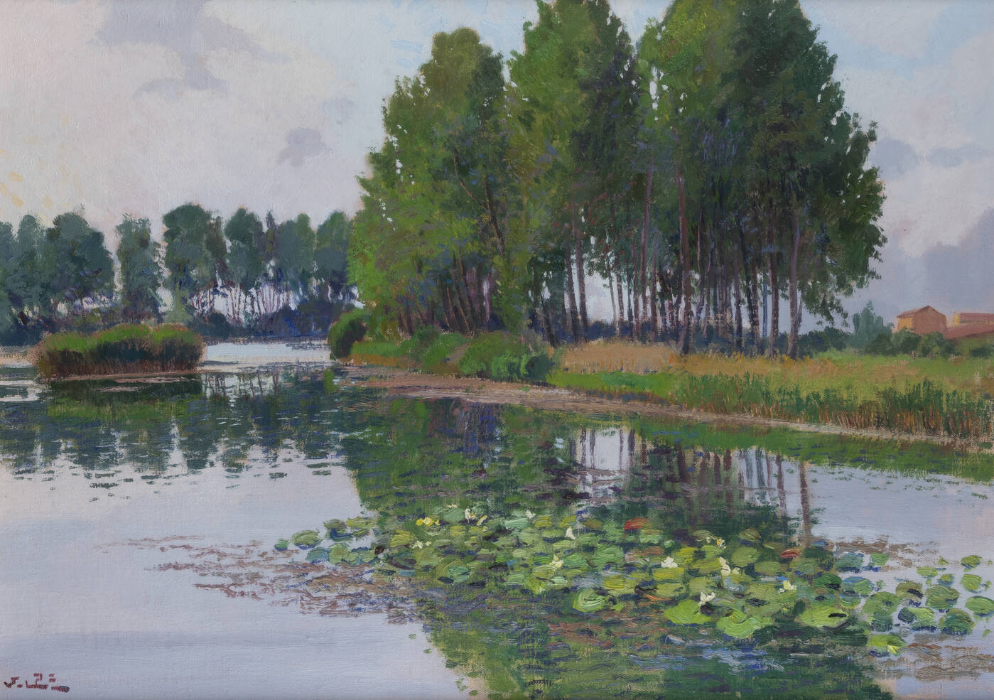 ANGIOLO VOLPE - 'Le ninfee nel laghetto di Azzano Decimo a Pordenone' giugno 1993