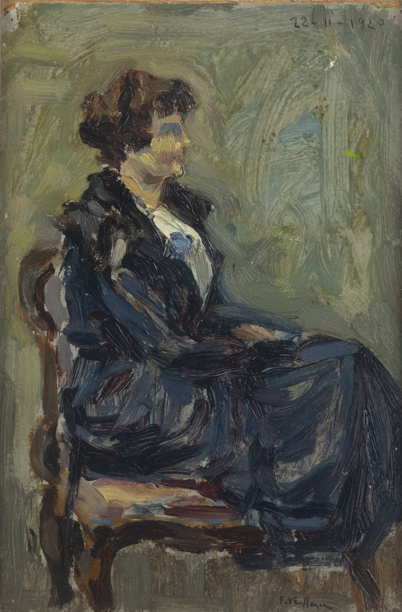 FELICE VELLAN - 'Ritratto di signora seduta' 22/11/1920