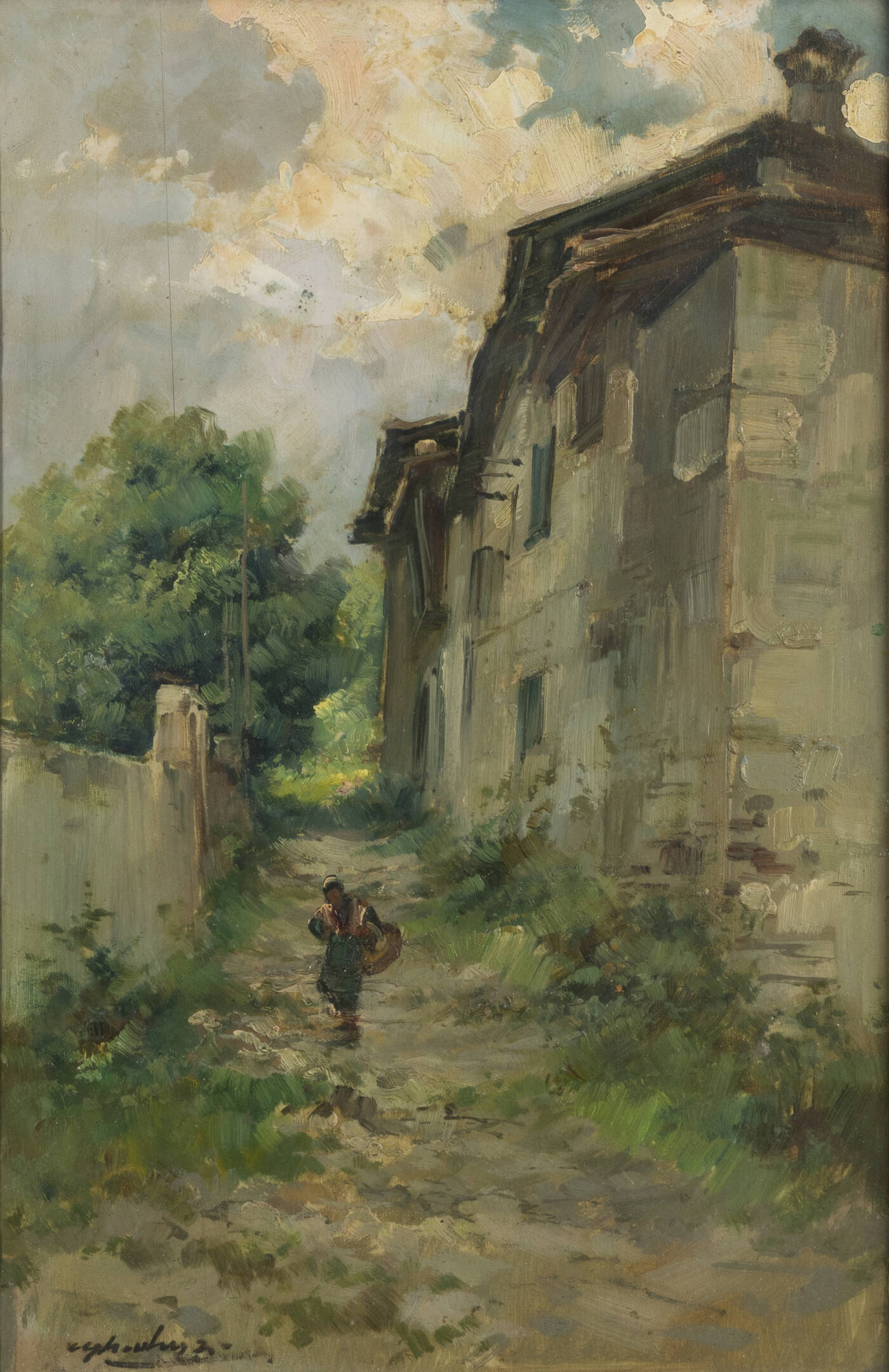 CESARE GHEDUZZI - 'Figura in un paesaggio montano'