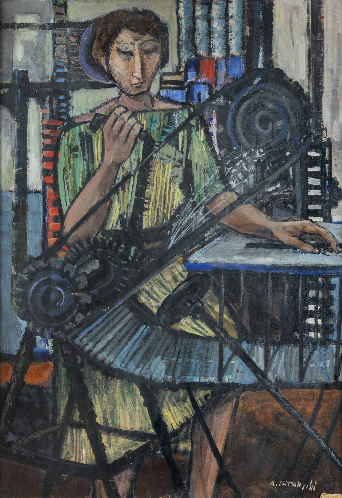 ALFREDO CATARSINI - 'Operaia al lavoro' 1960