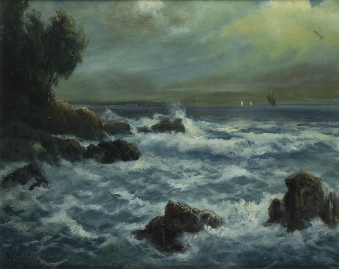 PITTORE NON IDENTIFICATO - 'Mareggiata'