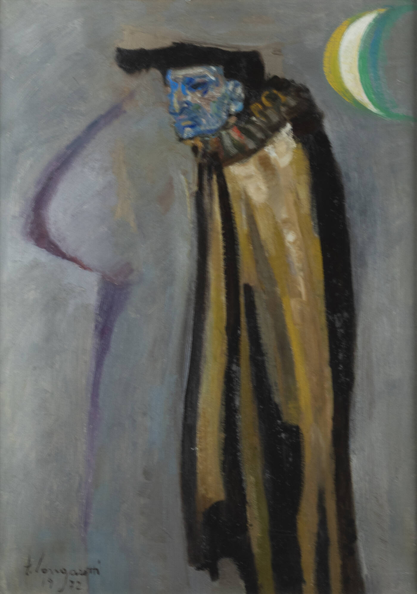 TRENTO LONGARETTI - 'Personaggio con mantello nero-ocra' 1972