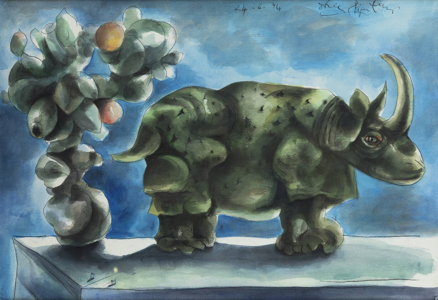 ERCOLE PIGNATELLI - 'Rinoceronte come soprammobile' 24/6/1974