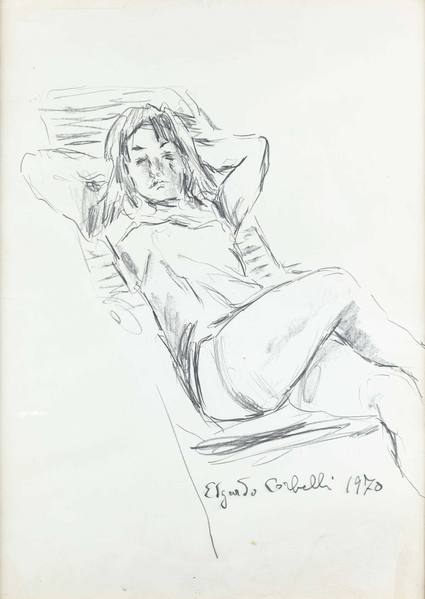 EDGARDO CORBELLI - 'Ragazza sdraiata' 1970