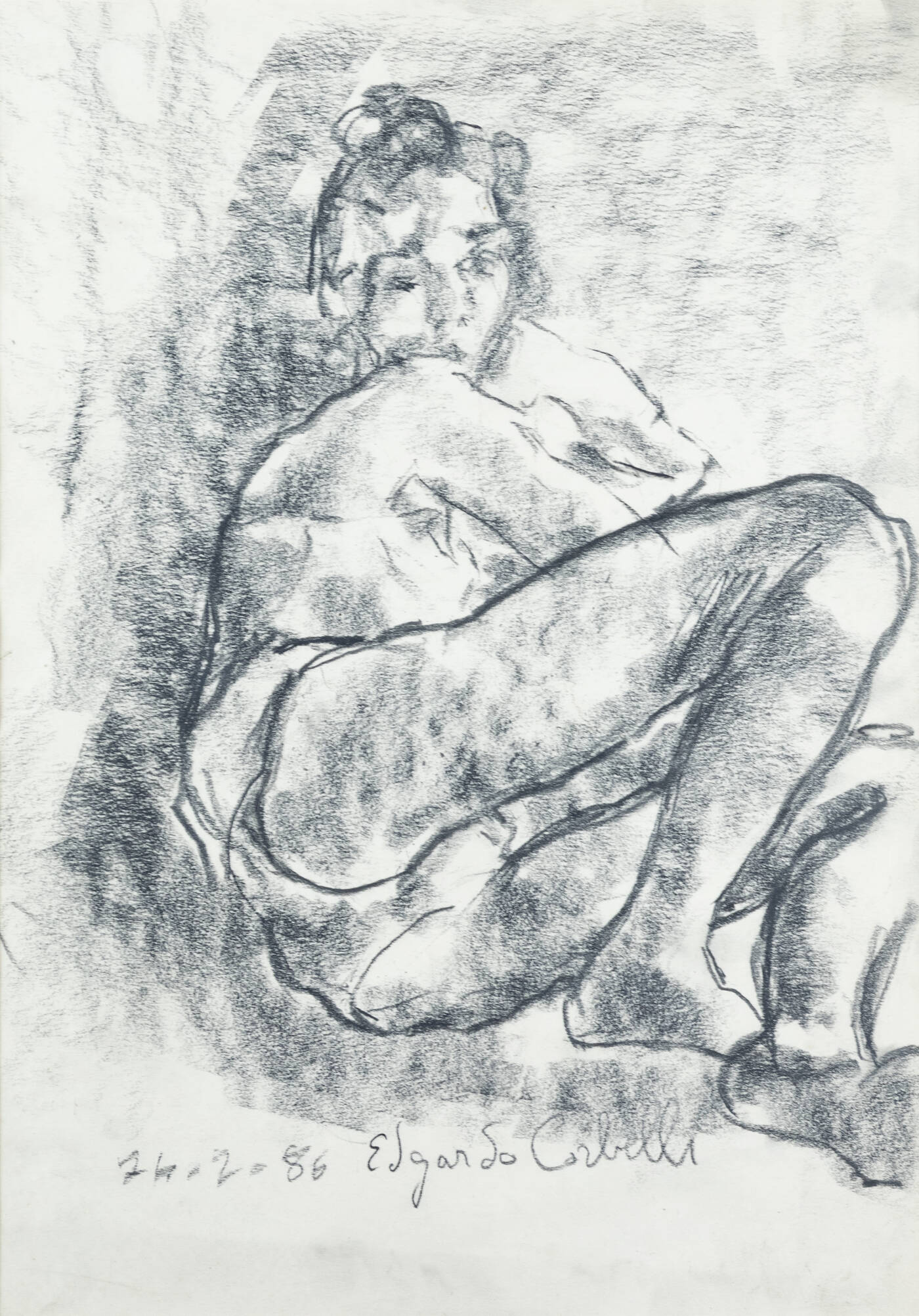EDGARDO CORBELLI - 'Modella accovacciata di profilo' 24/2/1986